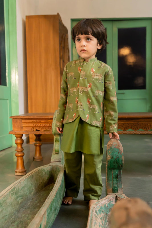 Olive Tendua Rajkumar Bandhgala, Kurta And Pyjama Set